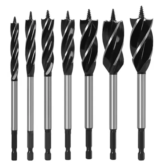 HSS Carbide Wood Auger Drill Bit Set Hex Straight Shank Woodworking Tool Twist Flat Spare Core Drill Bit