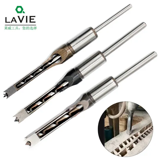 Lavie 6PCS Square Auger Mortising Chisel Bit Set Square Hole Drill Bit Woodworking 