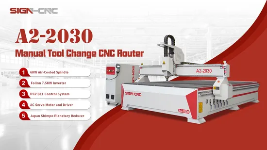 Hot Sale Sign CNC Router A2 Series Mtc 6kw Air Cooling Spindle Servo Motor Woodworking CNC Router with Factory Direct Price 
